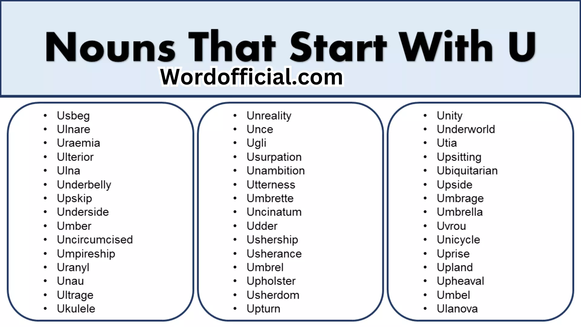 List Of Nouns That Start With U