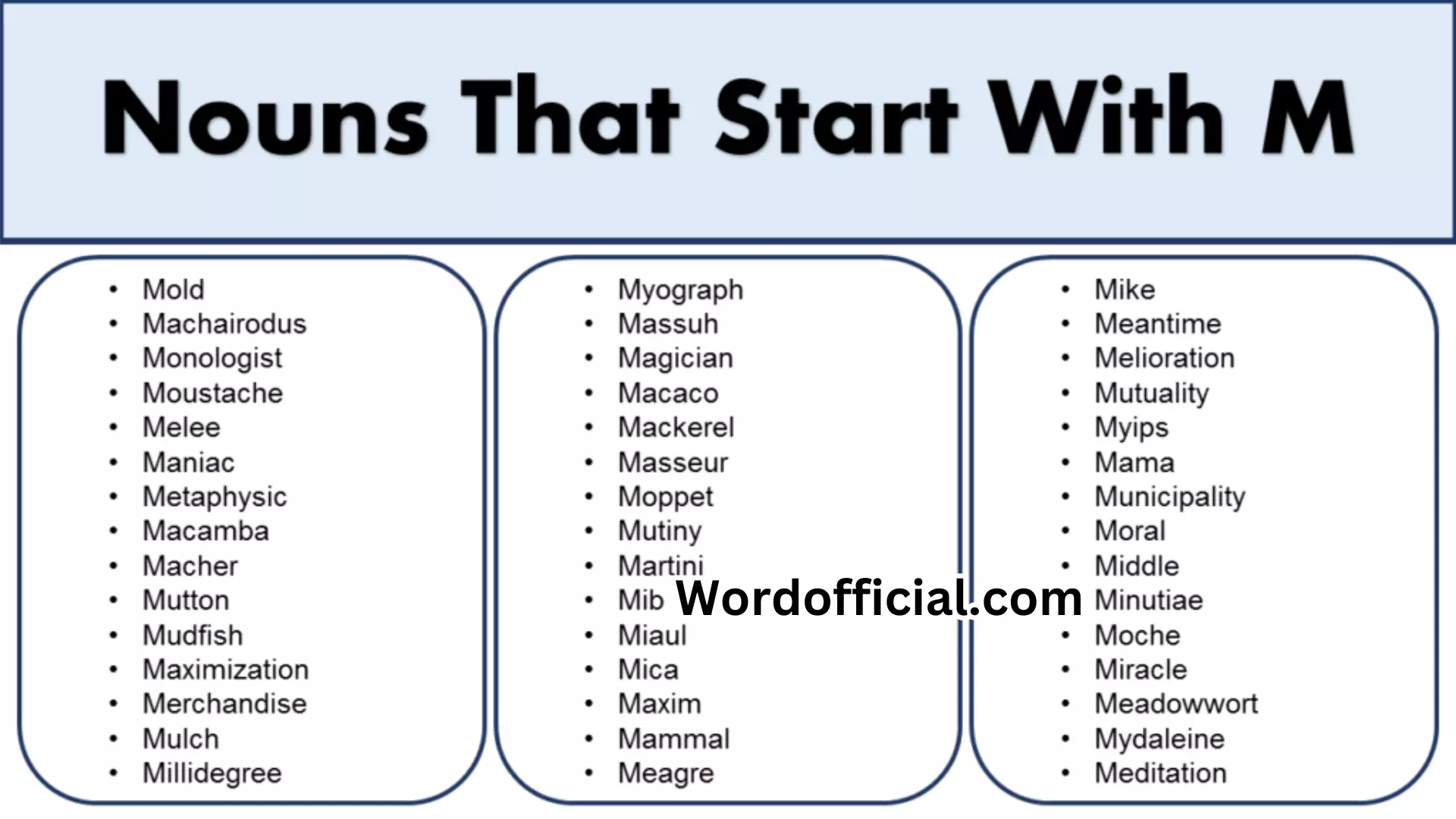 List Of Nouns That Start With M