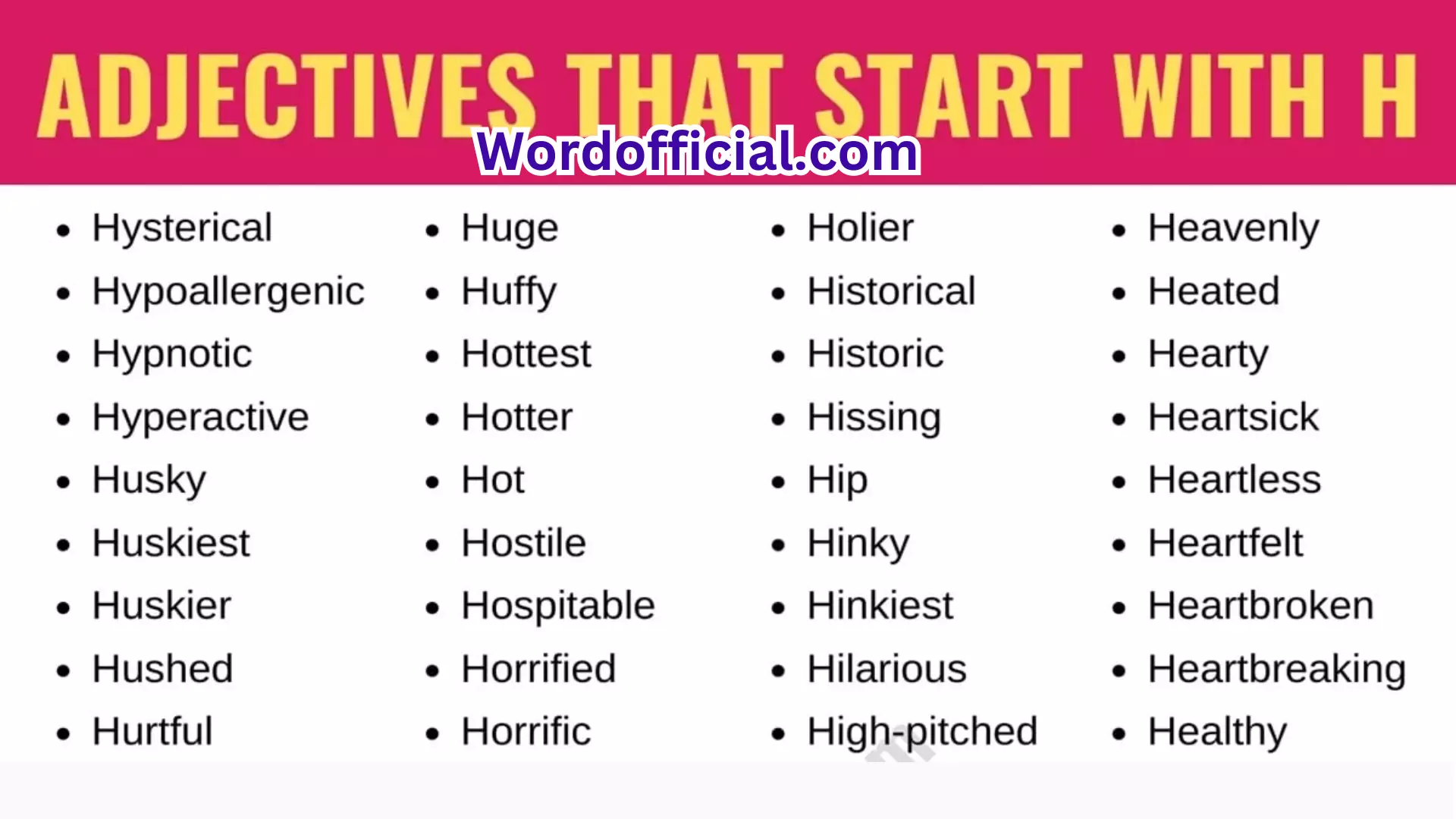  Adjectives That Start With H